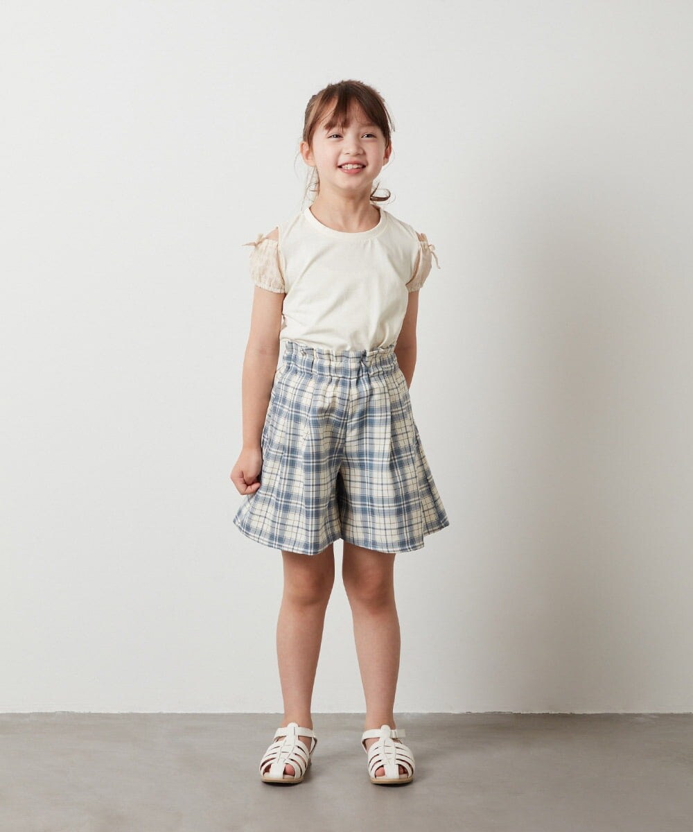 KJKHS25019 a.v.v KIDS(アー・ヴェ・ヴェ) [100-130]袖シアーオフショルＴシャツ アイボリー