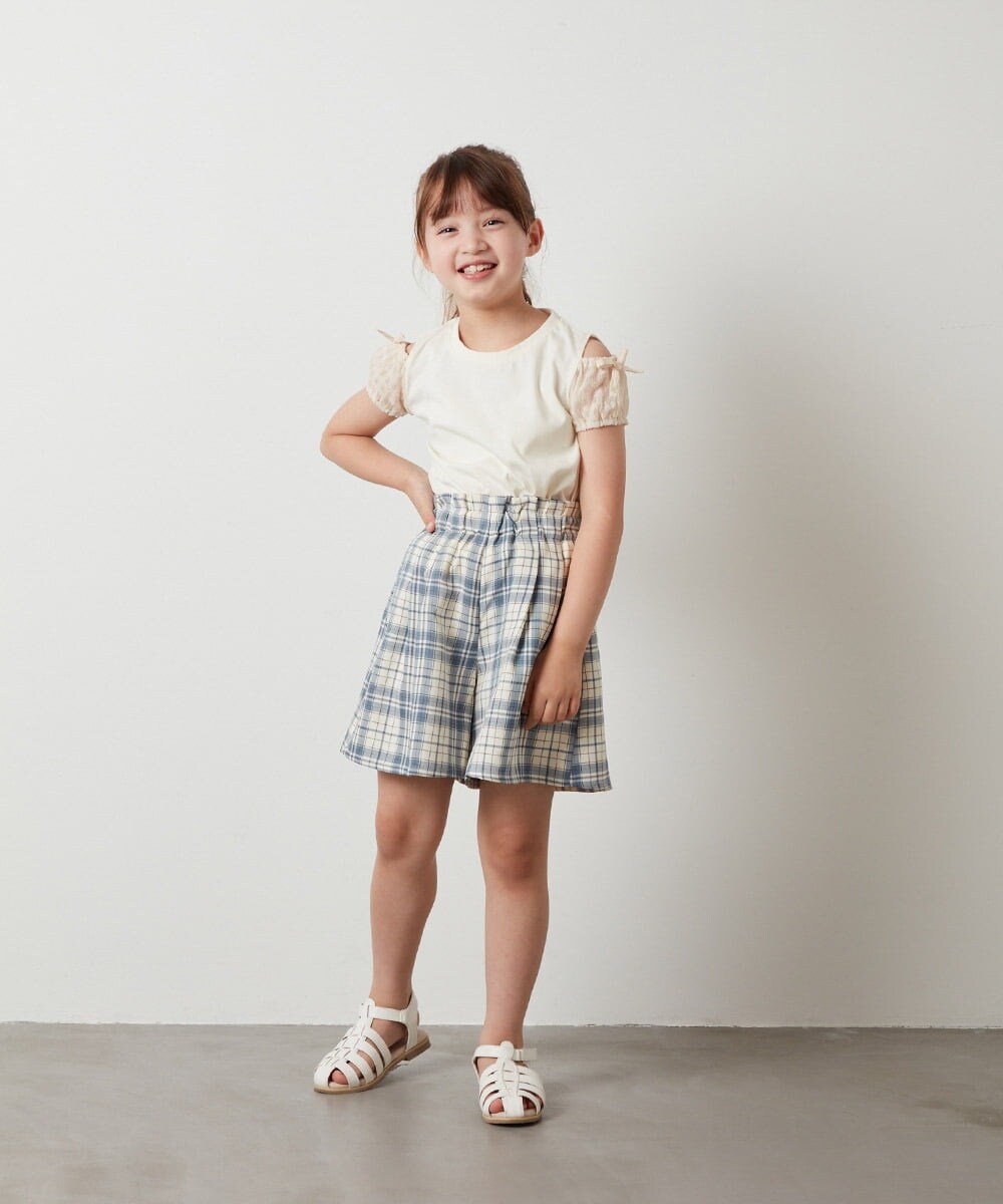 KJKHS25019 a.v.v KIDS(アー・ヴェ・ヴェ) [100-130]袖シアーオフショルＴシャツ アイボリー