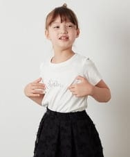 KJKHS26019 a.v.v KIDS(アー・ヴェ・ヴェ) [100-130]ラインストーンロゴオフショルＴシャツ ホワイト