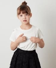 KJKHS26019 a.v.v KIDS(アー・ヴェ・ヴェ) [100-130]ラインストーンロゴオフショルＴシャツ ホワイト