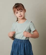 KJKHS26019 a.v.v KIDS(アー・ヴェ・ヴェ) [100-130]ラインストーンロゴオフショルＴシャツ ホワイト