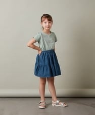 KJKHS26019 a.v.v KIDS(アー・ヴェ・ヴェ) [100-130]ラインストーンロゴオフショルＴシャツ ホワイト