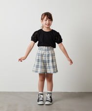 KJKHT20029 a.v.v KIDS(アー・ヴェ・ヴェ) [140-150]【セットアップ対応】パフスリーブ異素材Ｔシャツ ホワイト