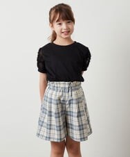 KJKHT20029 a.v.v KIDS(アー・ヴェ・ヴェ) [140-150]【セットアップ対応】パフスリーブ異素材Ｔシャツ ホワイト