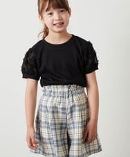 KJKHT20029 a.v.v KIDS(アー・ヴェ・ヴェ) [140-150]【セットアップ対応】パフスリーブ異素材Ｔシャツ ホワイト