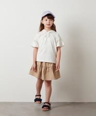 KJKHT21024 a.v.v KIDS(アー・ヴェ・ヴェ) [140-150]袖シアーフーディTシャツ ブラック