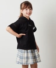 KJKHT21024 a.v.v KIDS(アー・ヴェ・ヴェ) [140-150]袖シアーフーディTシャツ ブラック