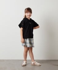 KJKHT21024 a.v.v KIDS(アー・ヴェ・ヴェ) [140-150]袖シアーフーディTシャツ ブラック