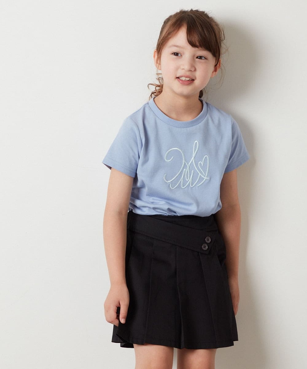 KJKHT23024 a.v.v KIDS(アー・ヴェ・ヴェ) [140-150]ビッグロゴ刺繍Tシャツ ライトブルー