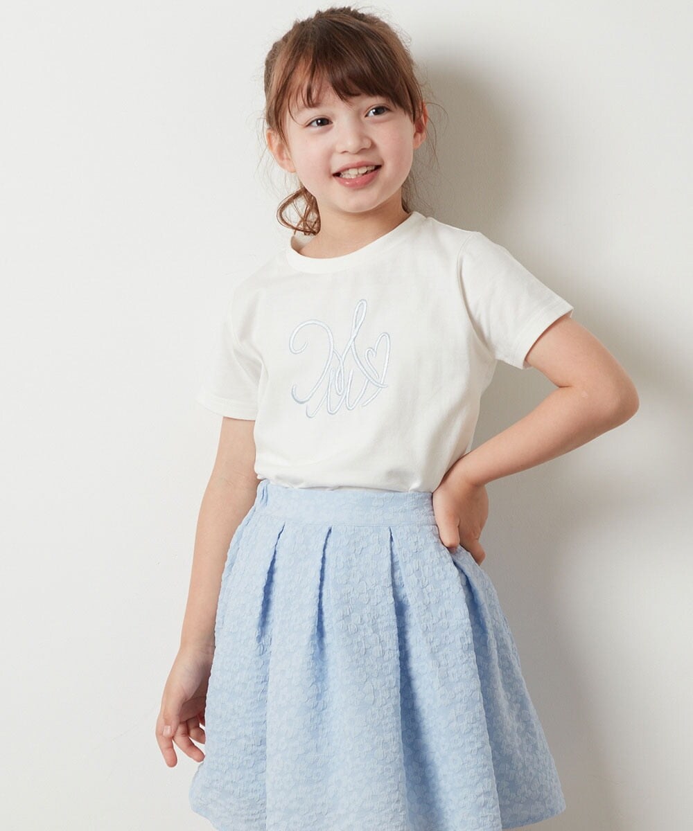 KJKHT23024 a.v.v KIDS(アー・ヴェ・ヴェ) [140-150]ビッグロゴ刺繍Tシャツ ライトブルー