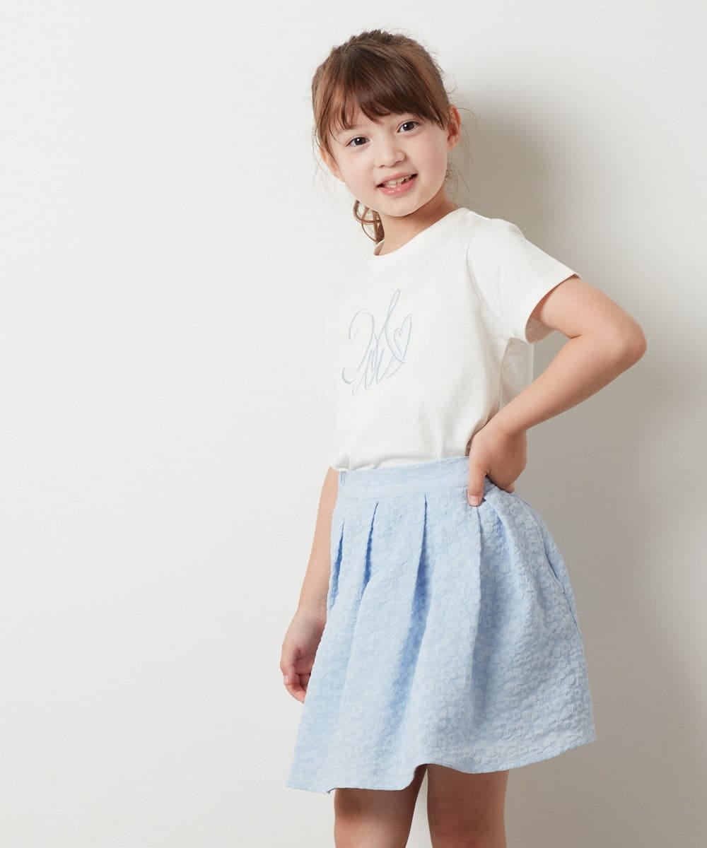 KJKHT23024 a.v.v KIDS(アー・ヴェ・ヴェ) [140-150]ビッグロゴ刺繍Tシャツ ライトブルー