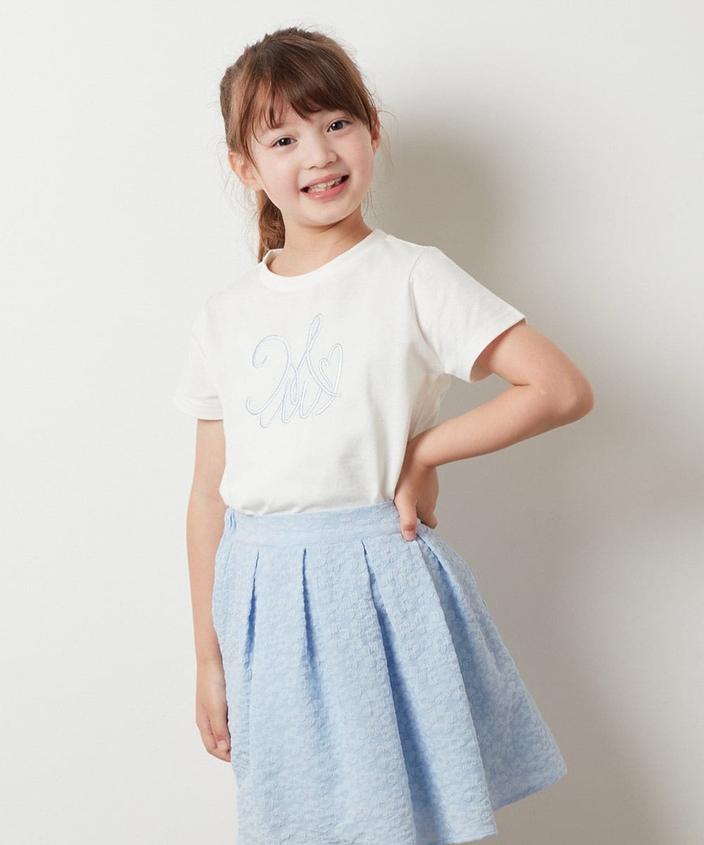 KJKHT23024 a.v.v KIDS(アー・ヴェ・ヴェ) [140-150]ビッグロゴ刺繍Tシャツ ホワイト