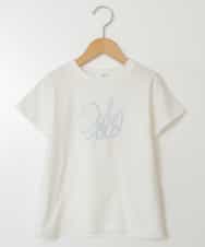 KJKHT23024 a.v.v KIDS(アー・ヴェ・ヴェ) [140-150]ビッグロゴ刺繍Tシャツ ホワイト