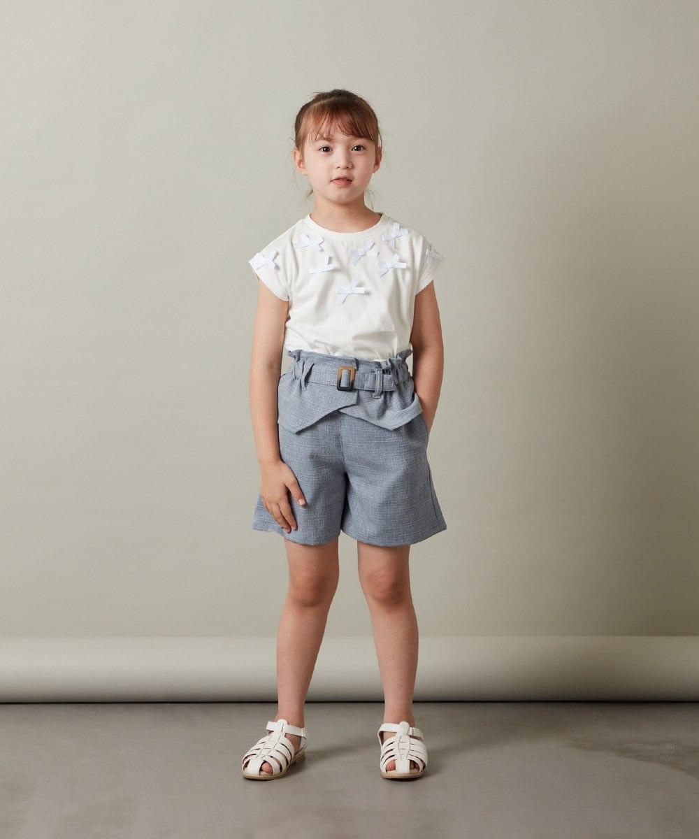 KJKHT24024 a.v.v KIDS(アー・ヴェ・ヴェ) [140-150]プチリボン半袖Ｔシャツ ブラック