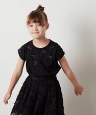 KJKHT24024 a.v.v KIDS(アー・ヴェ・ヴェ) [140-150]プチリボン半袖Ｔシャツ ブラック