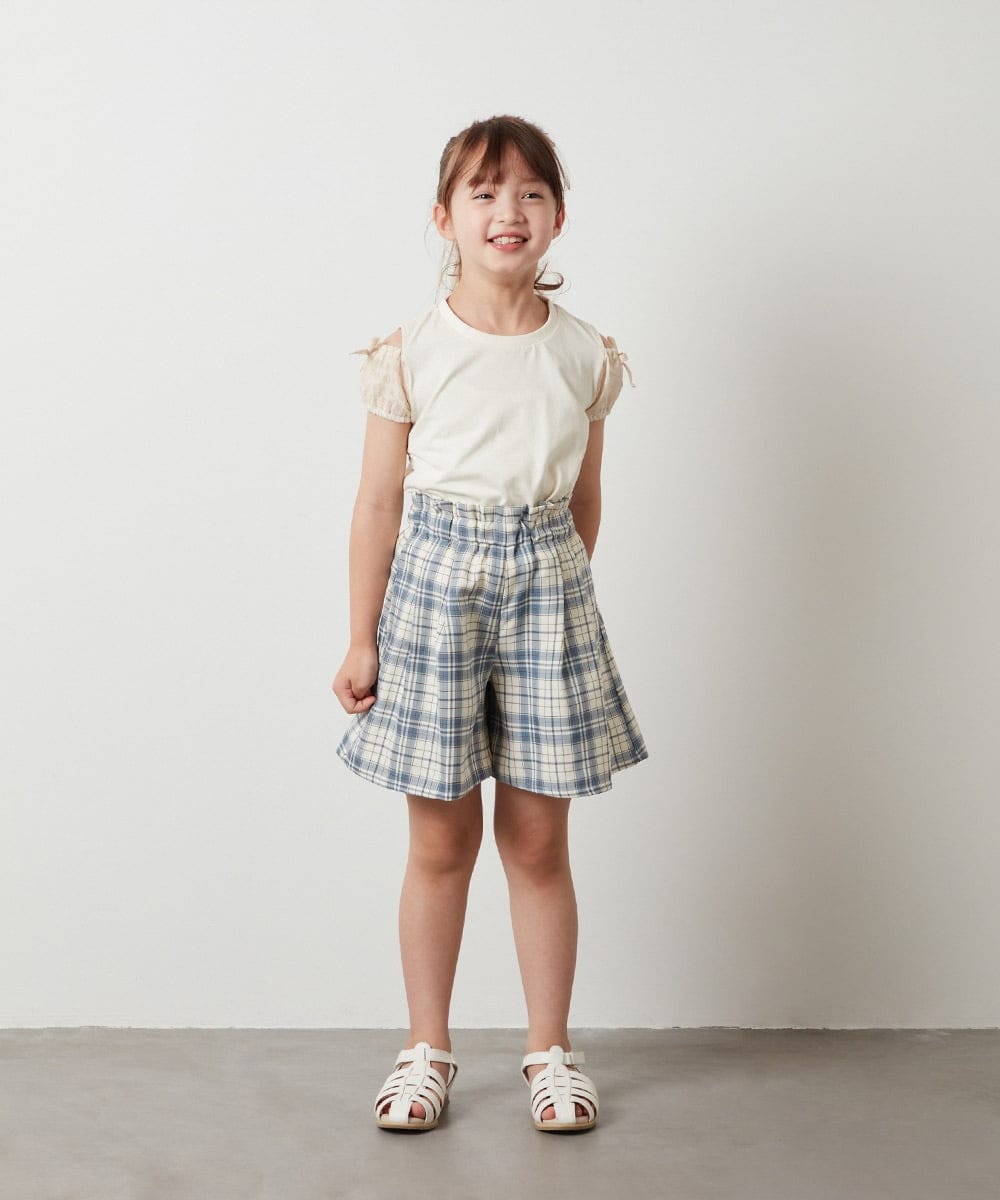 KJKHT25024 a.v.v KIDS(アー・ヴェ・ヴェ) [140-150]袖シアーオフショルＴシャツ ピンク