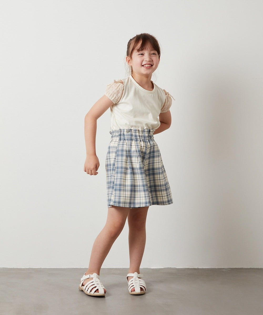 KJKHT25024 a.v.v KIDS(アー・ヴェ・ヴェ) [140-150]袖シアーオフショルＴシャツ ピンク