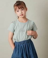 KJKHT26024 a.v.v KIDS(アー・ヴェ・ヴェ) [140-150]ラインストーンロゴオフショルＴシャツ ミント