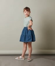 KJKHT26024 a.v.v KIDS(アー・ヴェ・ヴェ) [140-150]ラインストーンロゴオフショルＴシャツ ミント