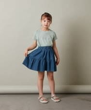 KJKHT26024 a.v.v KIDS(アー・ヴェ・ヴェ) [140-150]ラインストーンロゴオフショルＴシャツ ミント