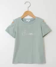 KJKHT26024 a.v.v KIDS(アー・ヴェ・ヴェ) [140-150]ラインストーンロゴオフショルＴシャツ ミント