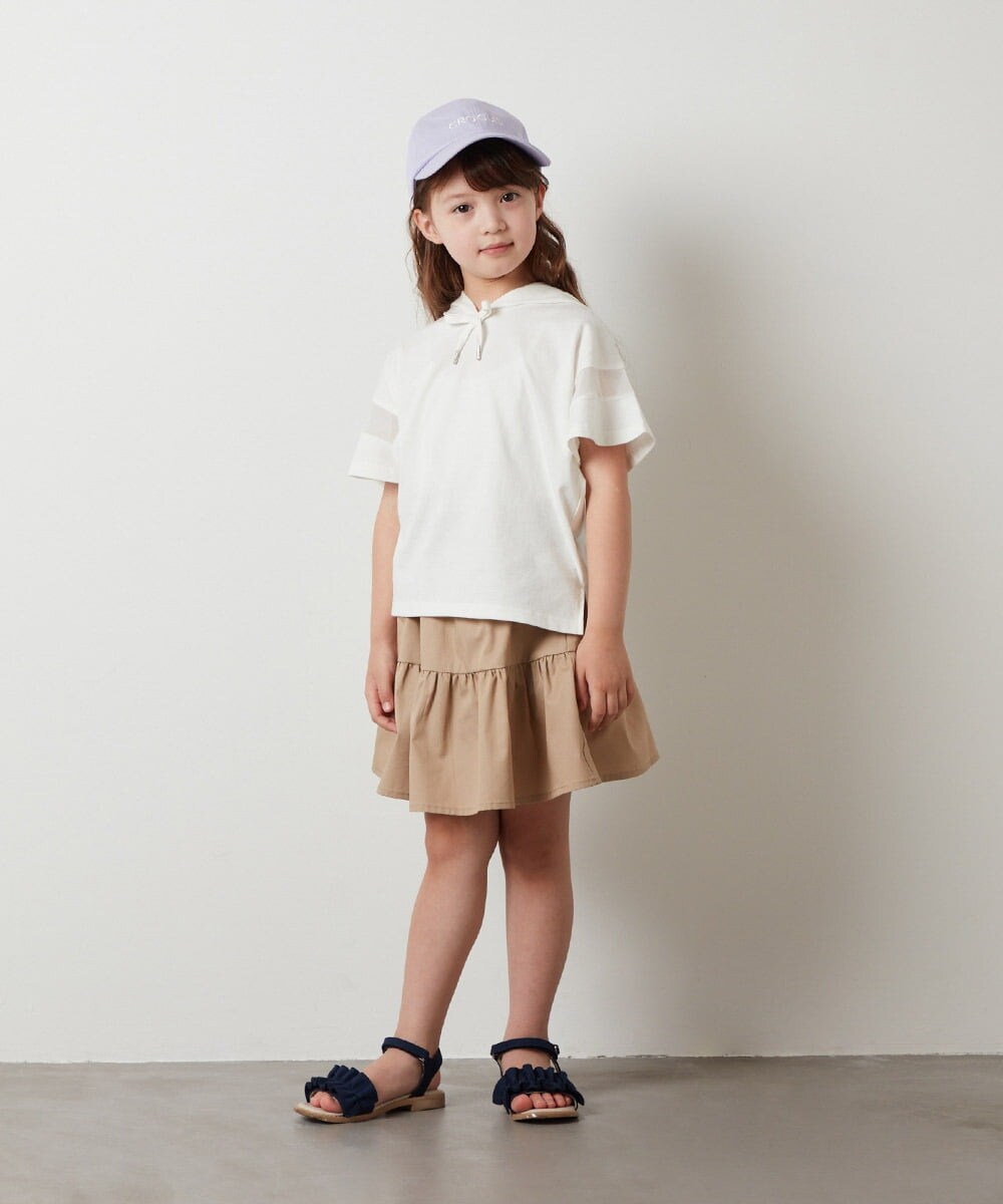 KJKHU21029 a.v.v KIDS(アー・ヴェ・ヴェ) [160]袖シアーフーディTシャツ ブラック