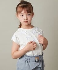 KJKHU24029 a.v.v KIDS(アー・ヴェ・ヴェ) [160]プチリボン半袖Ｔシャツ ホワイト