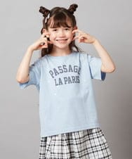 KJKHV21019 a.v.v KIDS(アー・ヴェ・ヴェ) 【接触冷感/ジメジメ対策】[100-130]ハート刺繍＆ロゴプリントゆるTシャツ ライトブルー