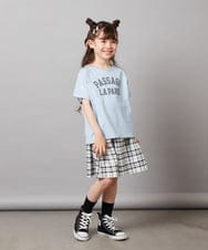 KJKHV21019 a.v.v KIDS(アー・ヴェ・ヴェ) 【接触冷感/ジメジメ対策】[100-130]ハート刺繍＆ロゴプリントゆるTシャツ ライトブルー