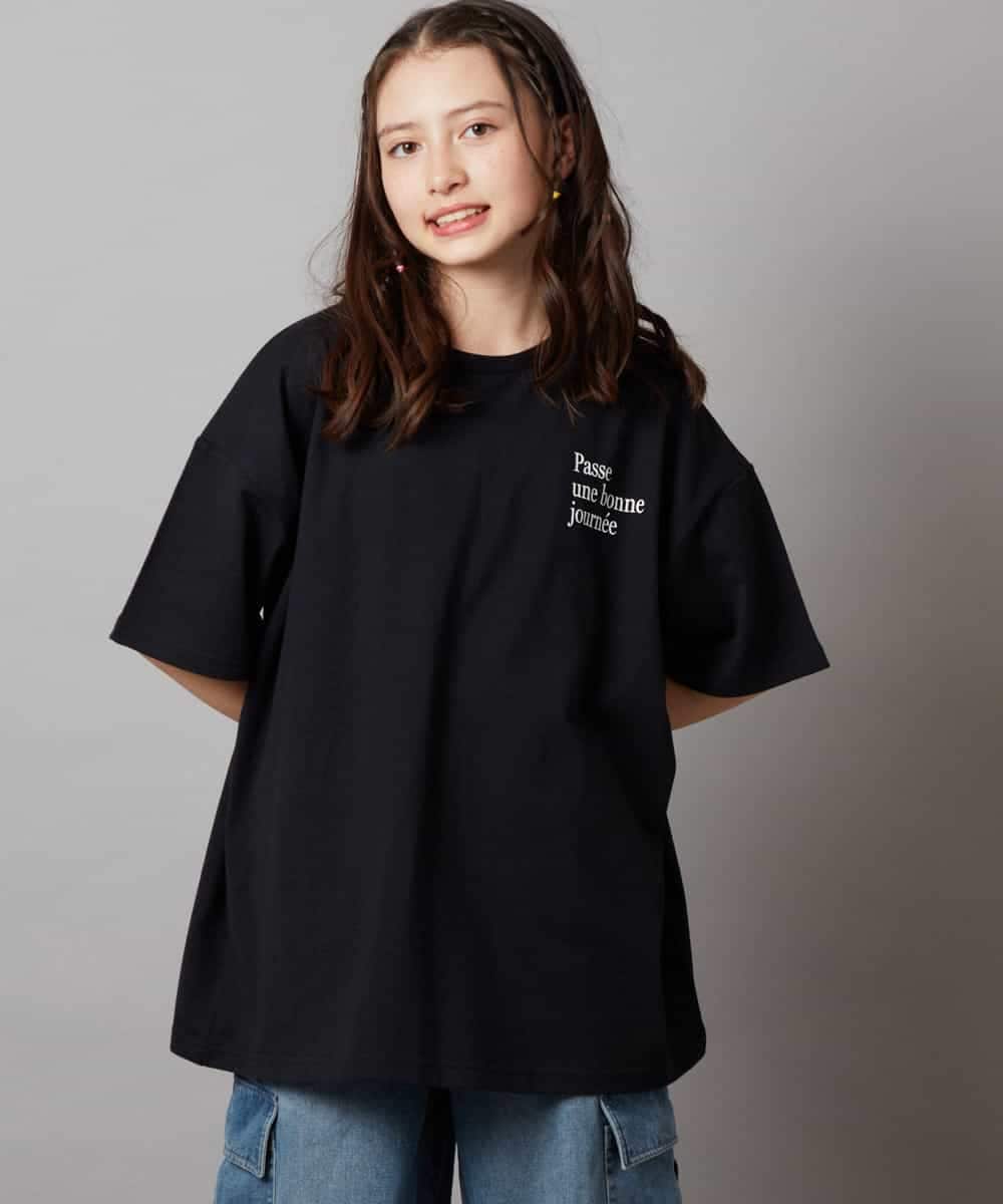 KJKHV22029 a.v.v KIDS(アー・ヴェ・ヴェ) [120-130]スプレーアート風オーバーＴシャツ ブラック