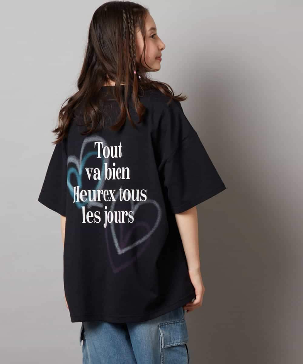 KJKHV22029 a.v.v KIDS(アー・ヴェ・ヴェ) [120-130]スプレーアート風オーバーＴシャツ ブラック