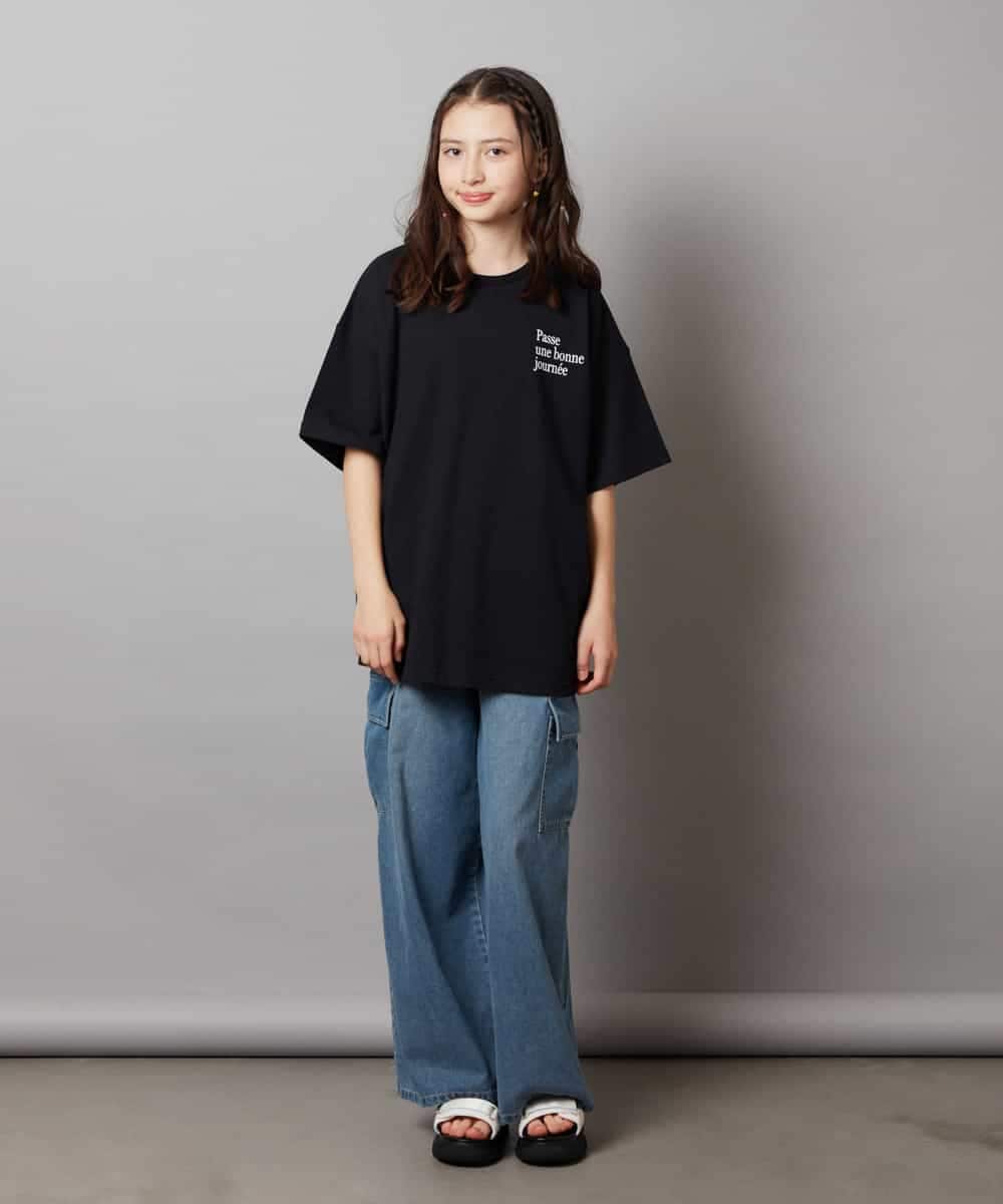 KJKHV22029 a.v.v KIDS(アー・ヴェ・ヴェ) [120-130]スプレーアート風オーバーＴシャツ ブラック