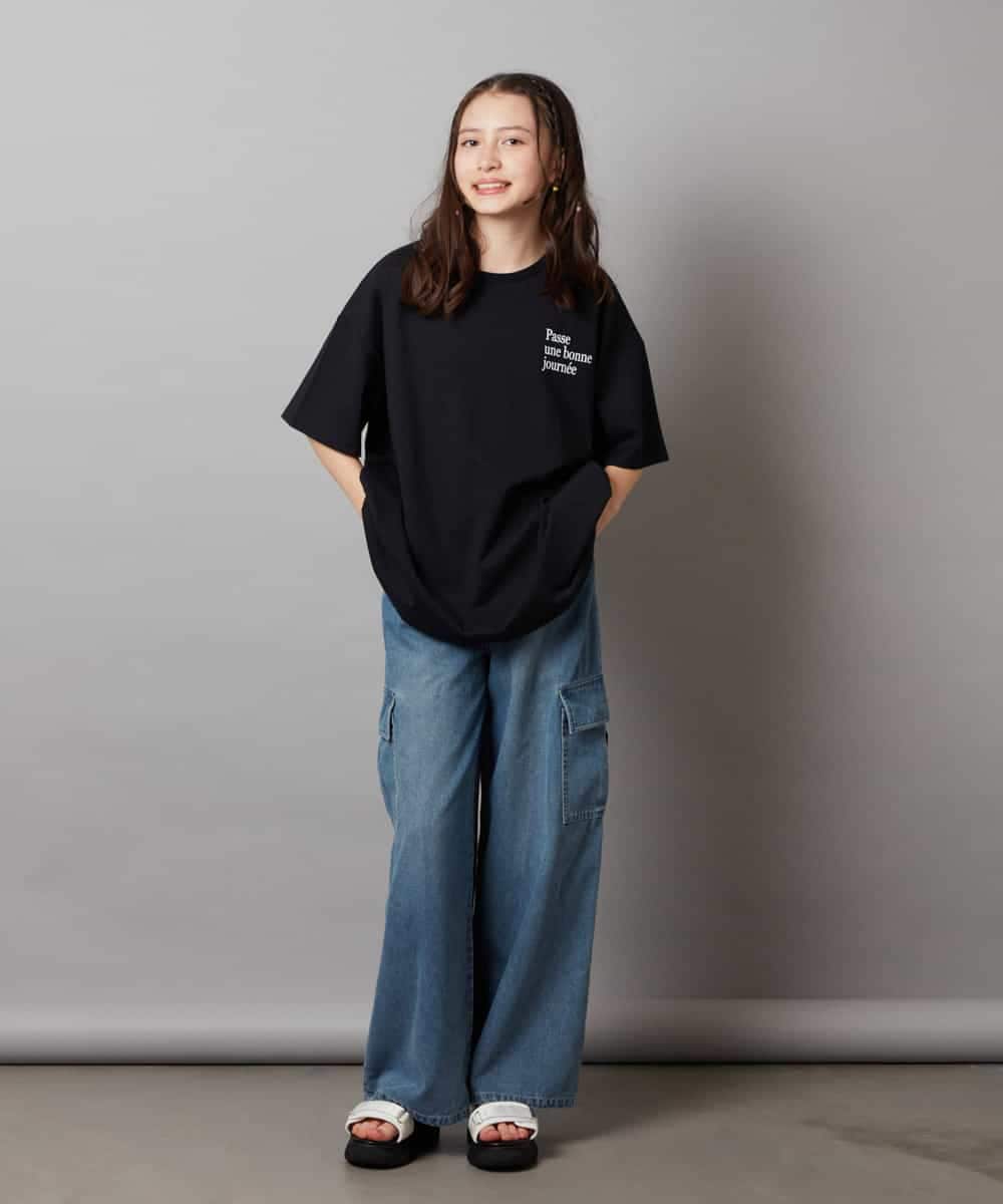KJKHV22029 a.v.v KIDS(アー・ヴェ・ヴェ) [120-130]スプレーアート風オーバーＴシャツ ブラック