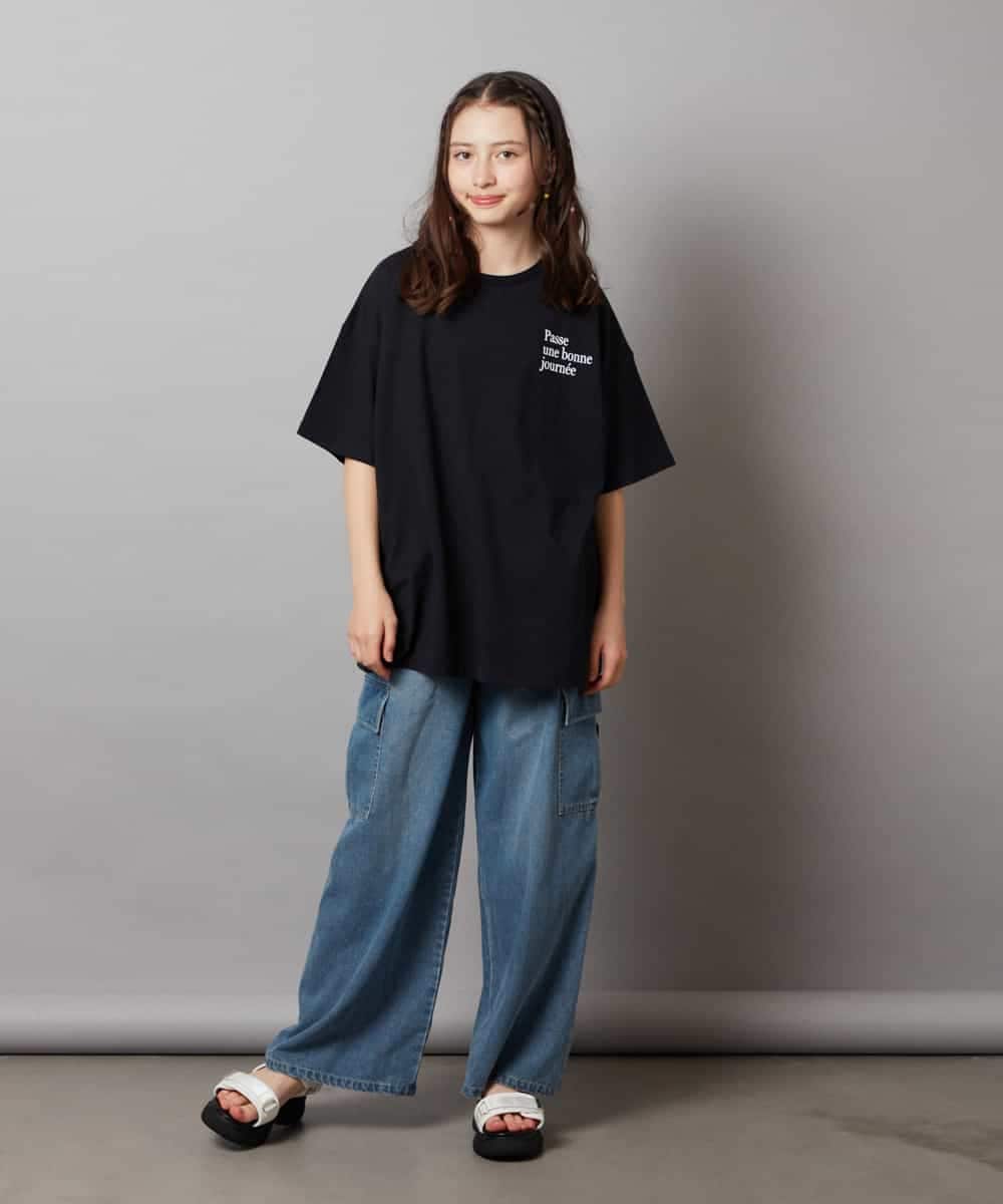 KJKHV22029 a.v.v KIDS(アー・ヴェ・ヴェ) [120-130]スプレーアート風オーバーＴシャツ ブラック