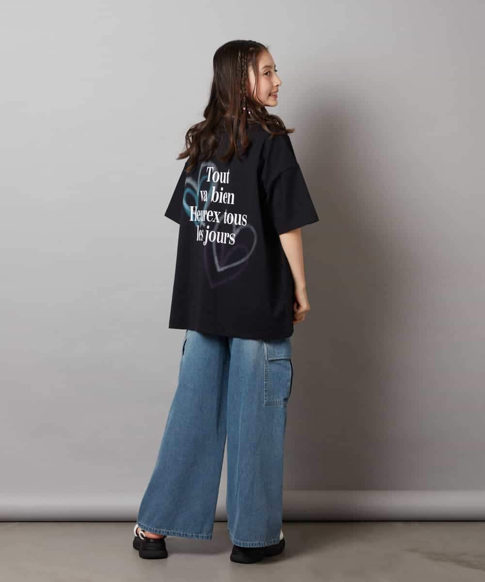 KJKHV22029 a.v.v KIDS(アー・ヴェ・ヴェ) [120-130]スプレーアート風オーバーＴシャツ ブラック