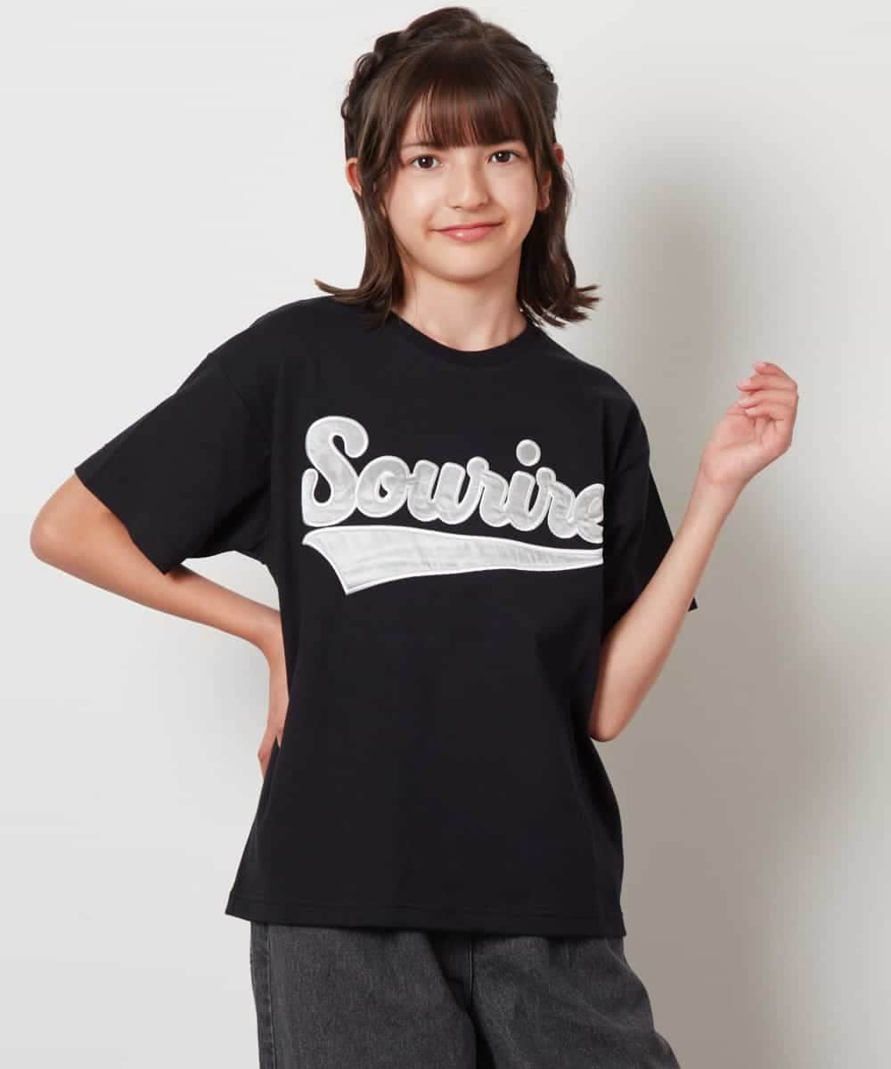 KJKHV26029 a.v.v KIDS(アー・ヴェ・ヴェ) [120-130]【接触冷感】アソートアートゆるＴシャツ ブラック