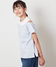 KJKHV27019 a.v.v KIDS(アー・ヴェ・ヴェ) [100-130]【接触冷感】レイヤード風オフショルTシャツ ブラック