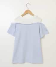 KJKHV27019 a.v.v KIDS(アー・ヴェ・ヴェ) [100-130]【接触冷感】レイヤード風オフショルTシャツ ライトブルー