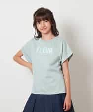 KJKHV30024 a.v.v KIDS(アー・ヴェ・ヴェ) [100-130]オーロラスパンコールロゴTシャツ グリーン