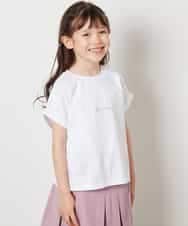 KJKHV30024 a.v.v KIDS(アー・ヴェ・ヴェ) [100-130]オーロラスパンコールロゴTシャツ ホワイト