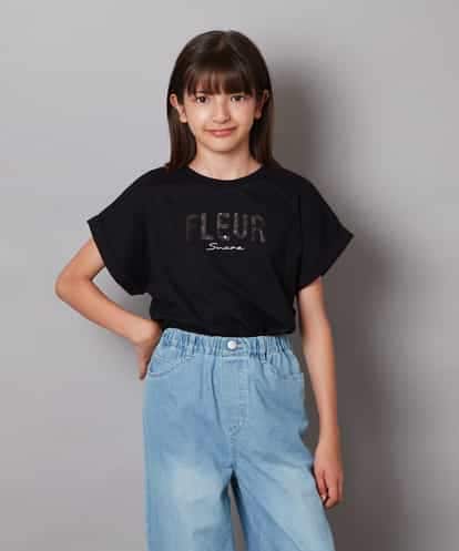 KJKHV30024 a.v.v KIDS [100-130]オーロラスパンコールロゴTシャツ