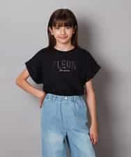 KJKHV30024 a.v.v KIDS(アー・ヴェ・ヴェ) [100-130]オーロラスパンコールロゴTシャツ ブラック