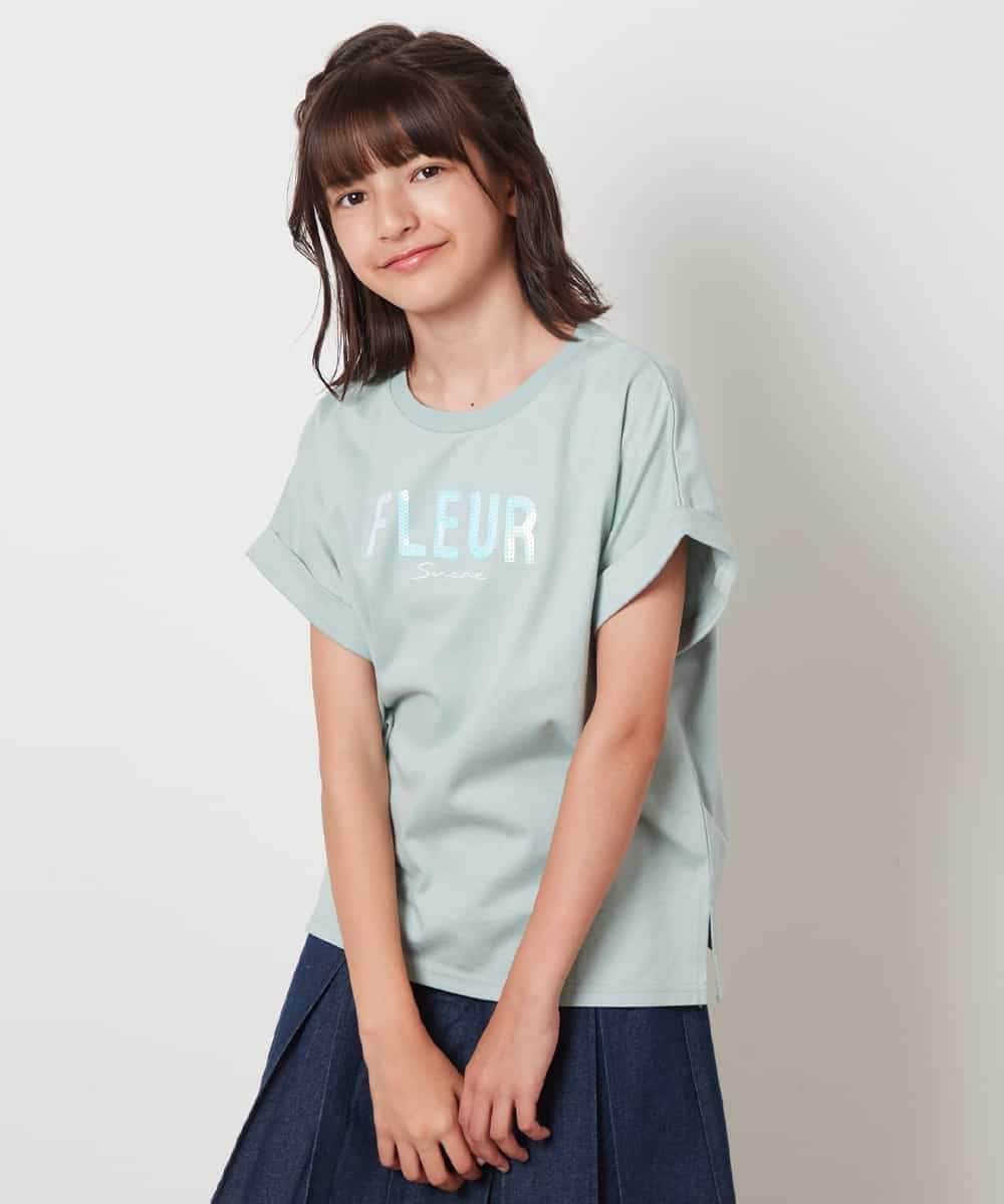 KJKHV30024 a.v.v KIDS(アー・ヴェ・ヴェ) [100-130]オーロラスパンコールロゴTシャツ ブラック