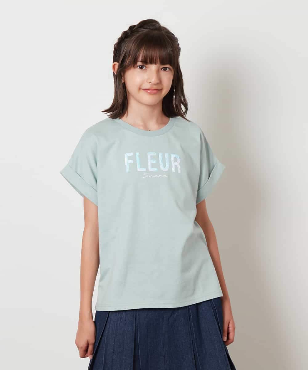 KJKHV30024 a.v.v KIDS(アー・ヴェ・ヴェ) [100-130]オーロラスパンコールロゴTシャツ ブラック