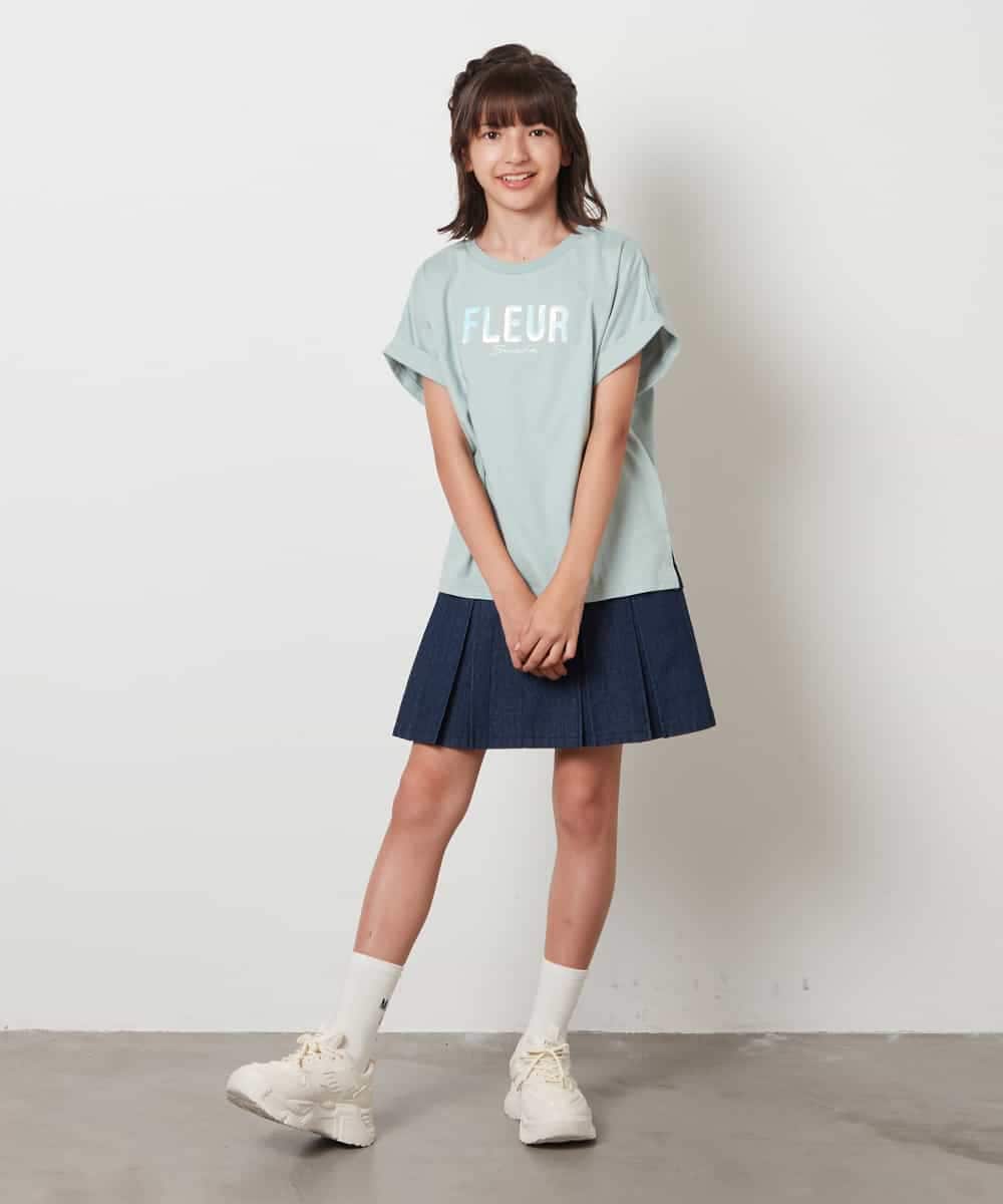 KJKHV30024 a.v.v KIDS(アー・ヴェ・ヴェ) [100-130]オーロラスパンコールロゴTシャツ ブラック