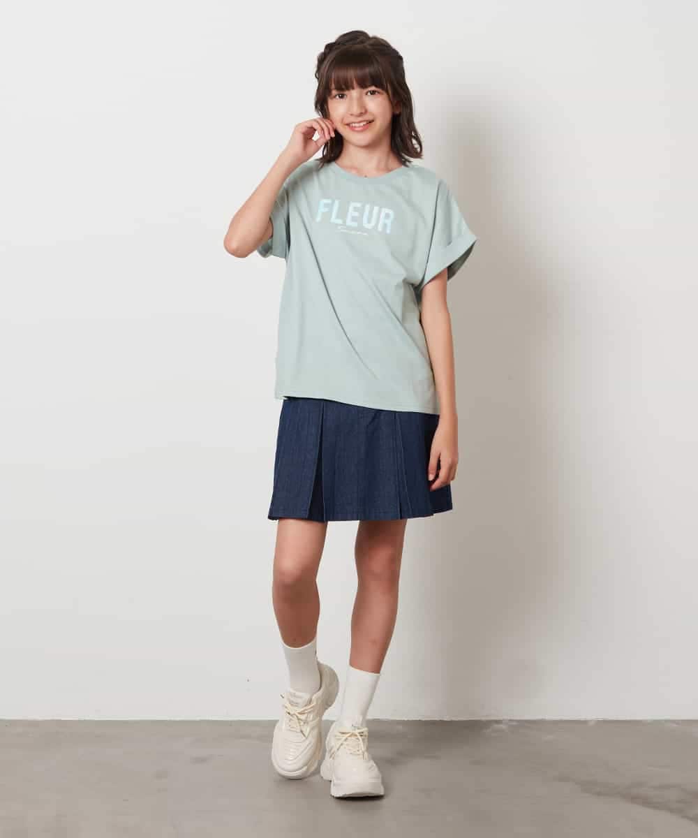 KJKHV30024 a.v.v KIDS(アー・ヴェ・ヴェ) [100-130]オーロラスパンコールロゴTシャツ ブラック