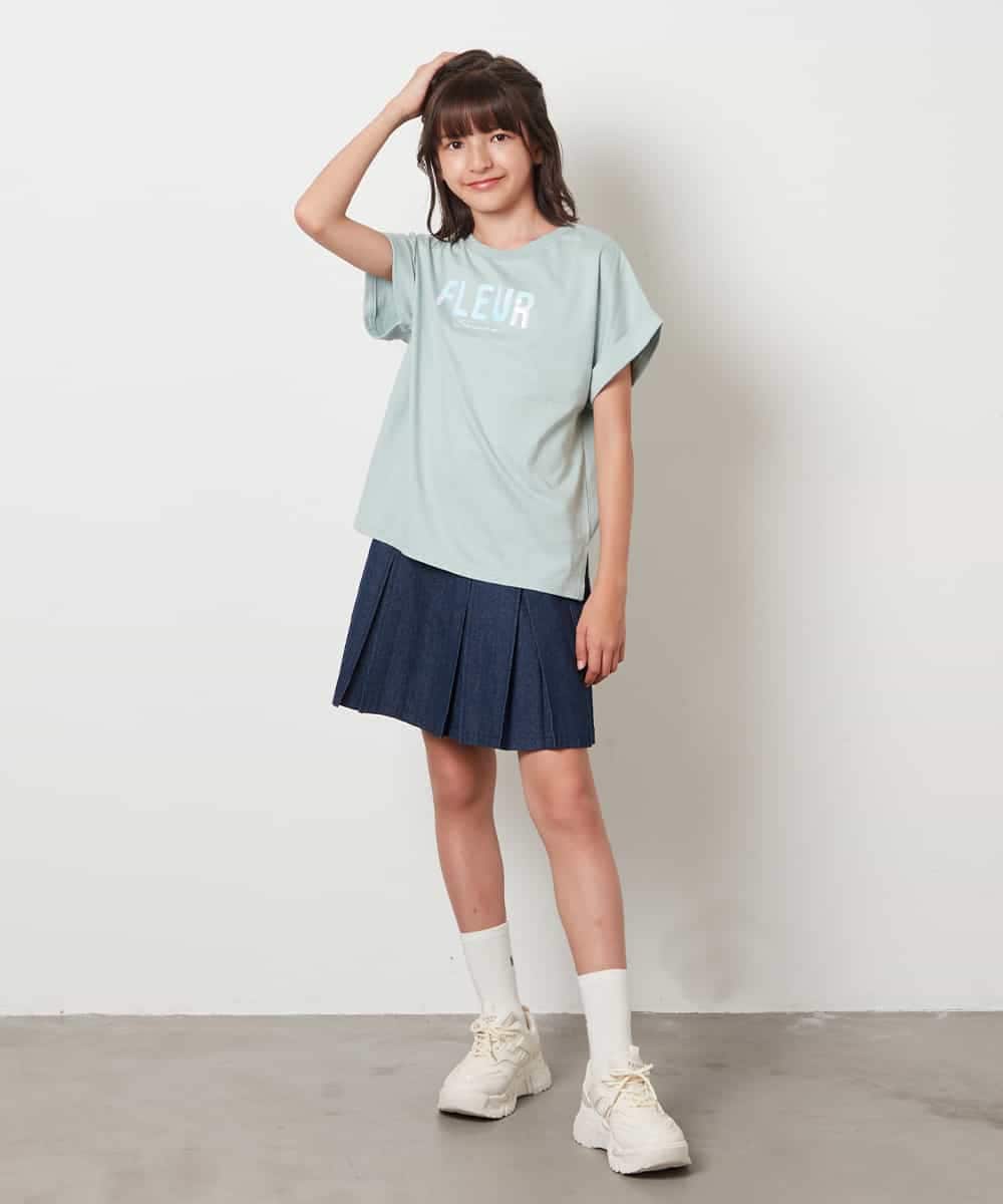 KJKHV30024 a.v.v KIDS(アー・ヴェ・ヴェ) [100-130]オーロラスパンコールロゴTシャツ ブラック