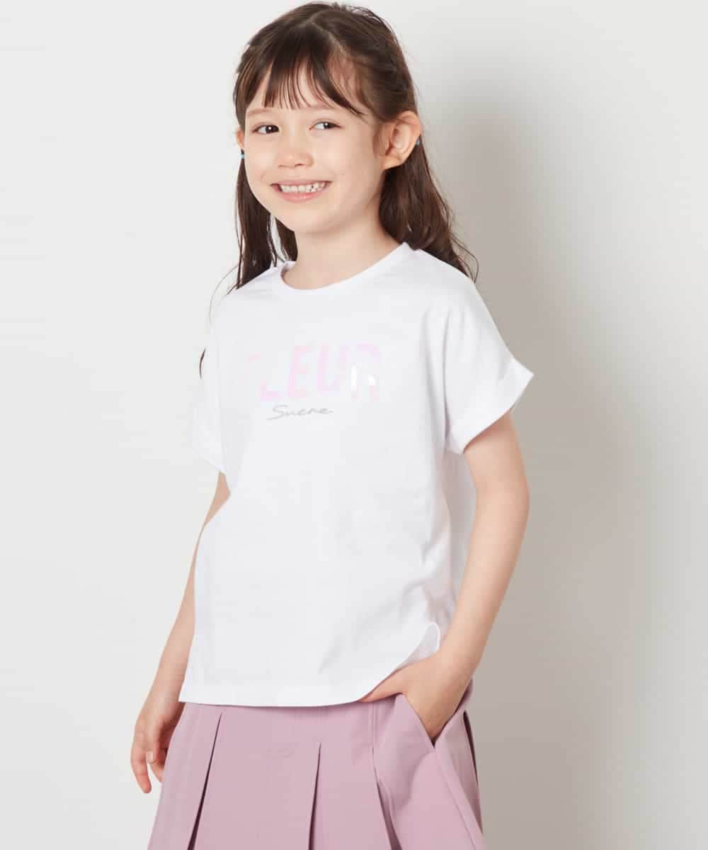 KJKHV30024 a.v.v KIDS(アー・ヴェ・ヴェ) [100-130]オーロラスパンコールロゴTシャツ ブラック
