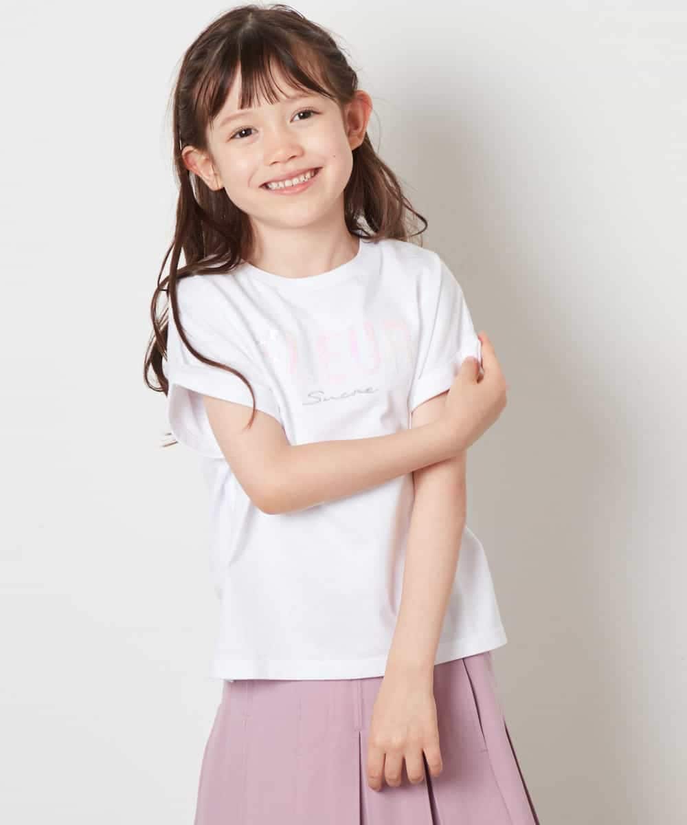 KJKHV30024 a.v.v KIDS(アー・ヴェ・ヴェ) [100-130]オーロラスパンコールロゴTシャツ ブラック