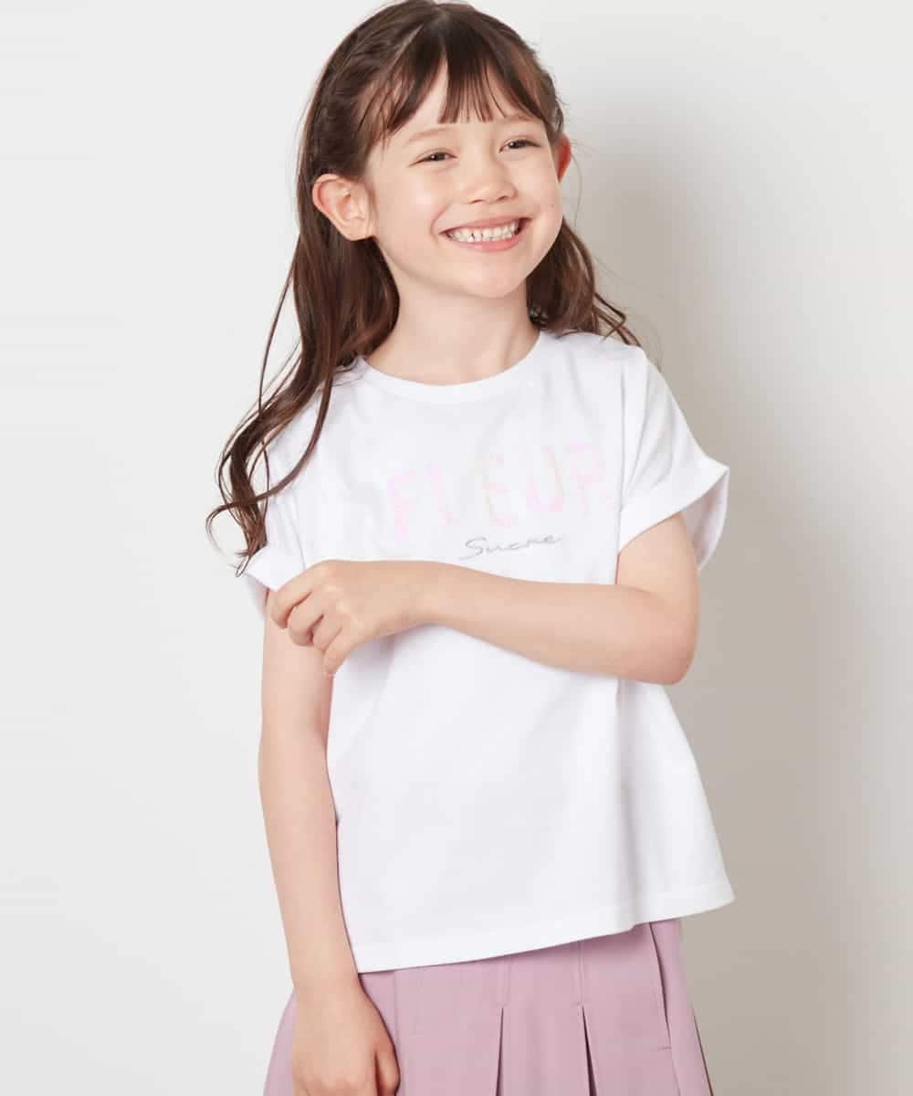 KJKHV30024 a.v.v KIDS(アー・ヴェ・ヴェ) [100-130]オーロラスパンコールロゴTシャツ ブラック